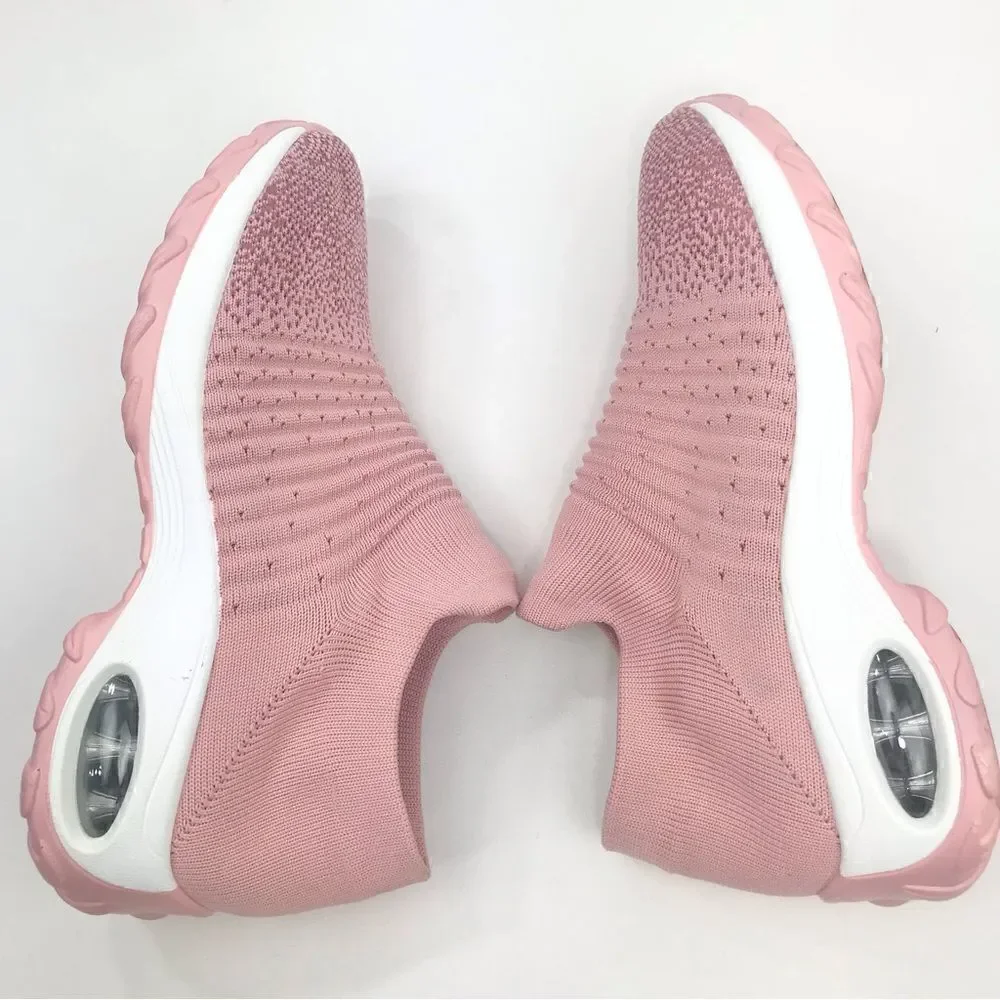 STQ Pink Gradient Air Cushion Speckled Knit Sock Athletic Walking Sneakers